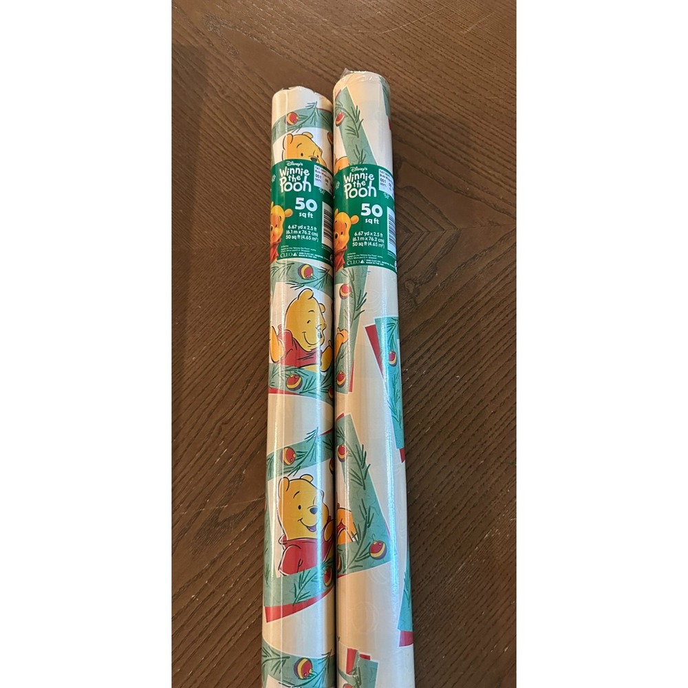 Disney Winnie the Pooh Christmas Wrapping Paper Giftwrap 2x Rolls 50 Feet